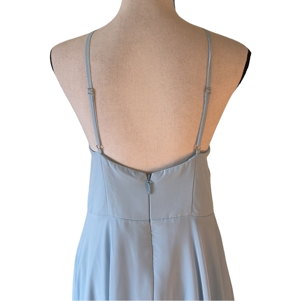 Azazie Bailey Sky Blue A-Line Halter Side Slit Chiffon Dress Size M - Picture 6 of 10